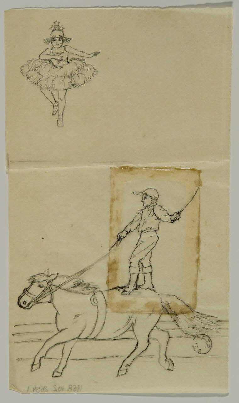 partie d'un ensemble de dessins Voltigeur sur son cheval au galop 1968.102.2654.1 Photo Mucem