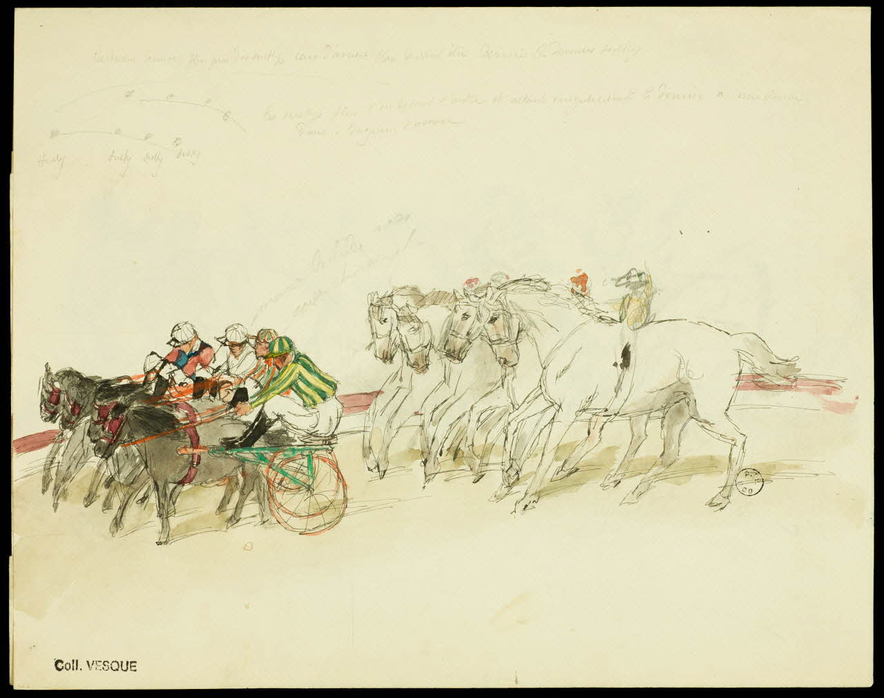 partie d'un ensemble de dessins Course à cheval 1968.102.2658.2 Photo Mucem