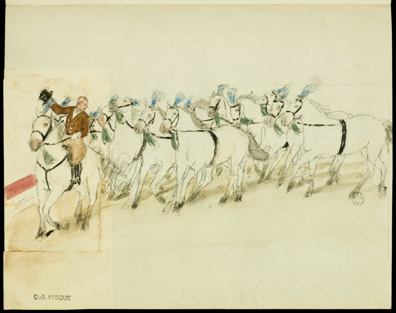 partie d'un ensemble de dessins Course à cheval 1968.102.2658.2  Photo Mucem