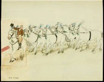 partie d'un ensemble de dessins Course à cheval 1968.102.2658.2  Photo Mucem