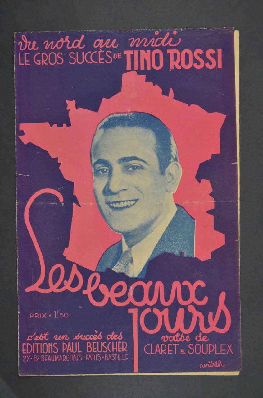 Raymond Souplex ; Gaston Claret ; Tino Rossi ; Paul Beuscher, Editions partition de musique petit format Île-de-France, France 1936 1965.152.7 Photo Mucem