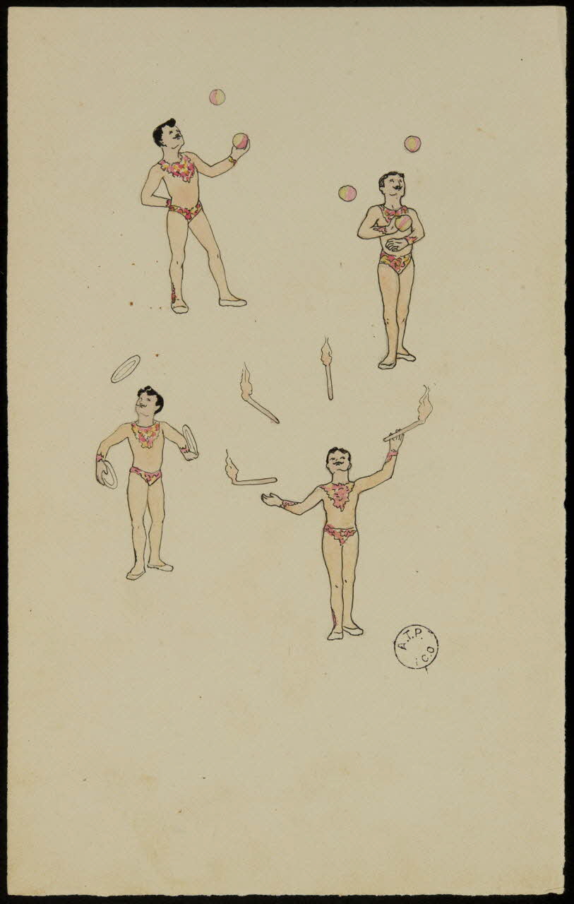 partie d'un ensemble de dessins Jongleurs 1968.102.2666.1 Photo Mucem