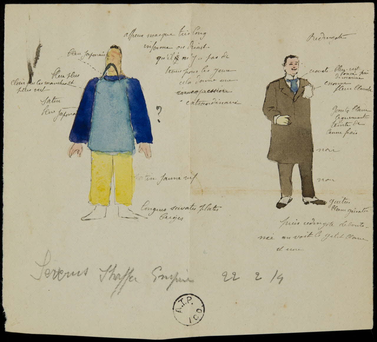 partie d'un ensemble de dessins Severus Shaffer [illisible] 1968.102.2667.1 Photo Mucem