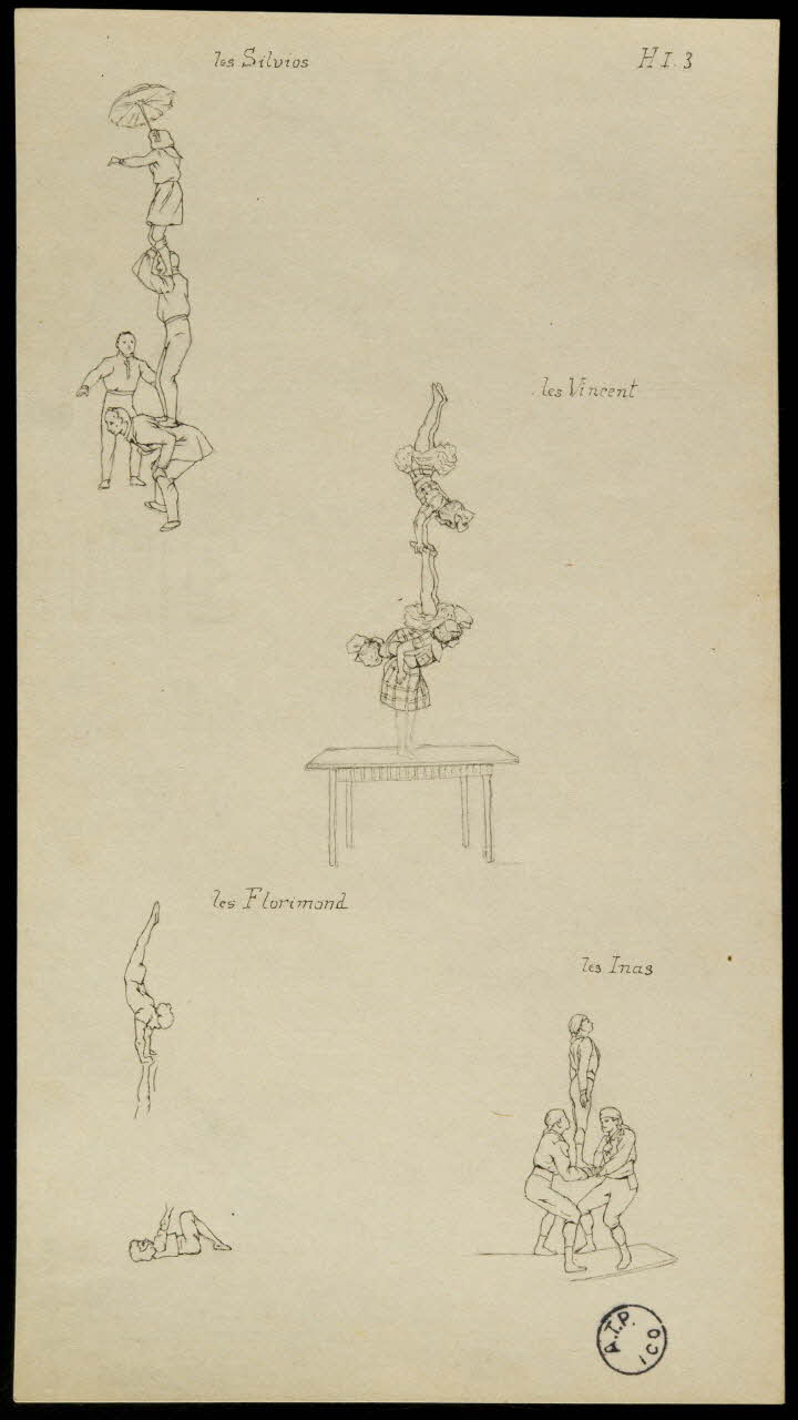 partie d'un ensemble de dessins Les Silvios  les Vincent  Les florimond  Les Inas 1968.102.2676.6 Photo Mucem