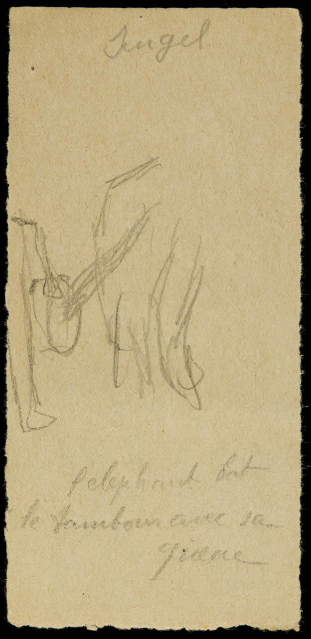 partie d'un ensemble de dessins Singel  l'éléphant bat  le tambour avec sa  queue 1968.102.2681.9 Photo Mucem