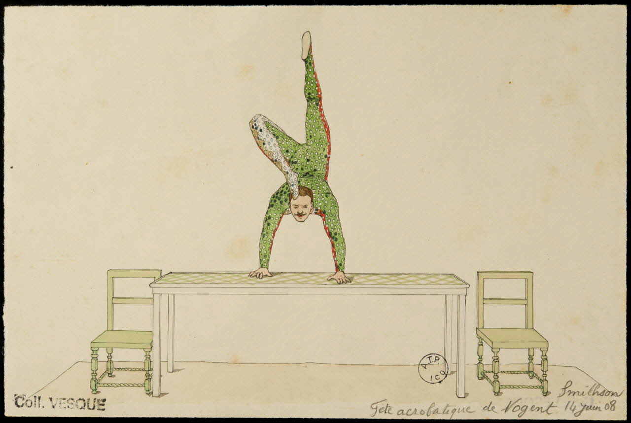 partie d'un ensemble de dessins Smithson  Fète acrobatique de Nogent 14 Juin 08 1968.102.2686.1 Photo Mucem