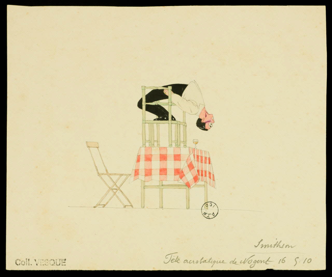 partie d'un ensemble de dessins Smithson  Fête acrobatique de Nogent 1968.102.2686.2 Photo Mucem