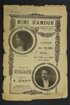 J. Vercolier ; A. Schmit ; Léonce Junka ; Jane Colombel chanson petit format 1911 1965.152.71  Photo Mucem