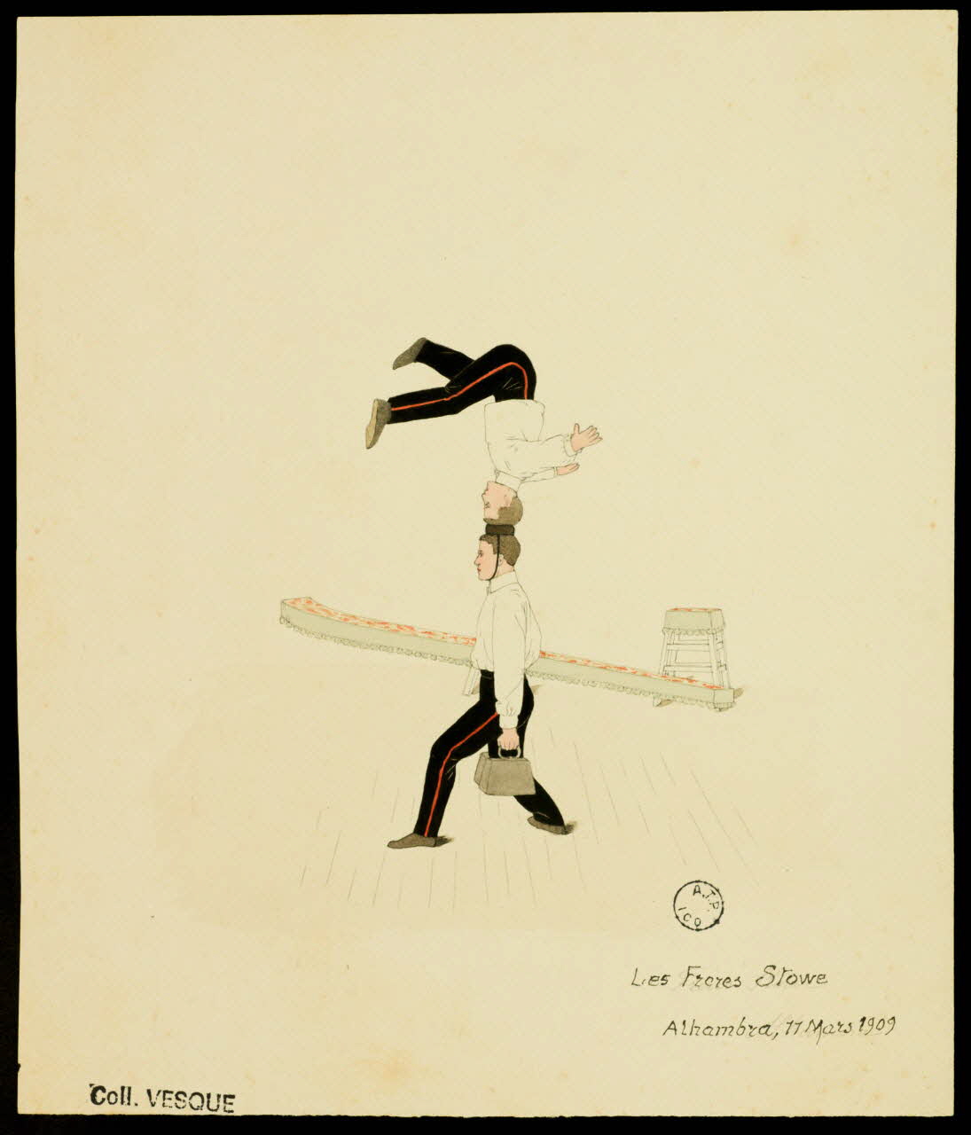 partie d'un ensemble de dessins Les Freres Stowe  Alhambra, 11 Mars 1909 1968.102.2705.2 Photo Mucem