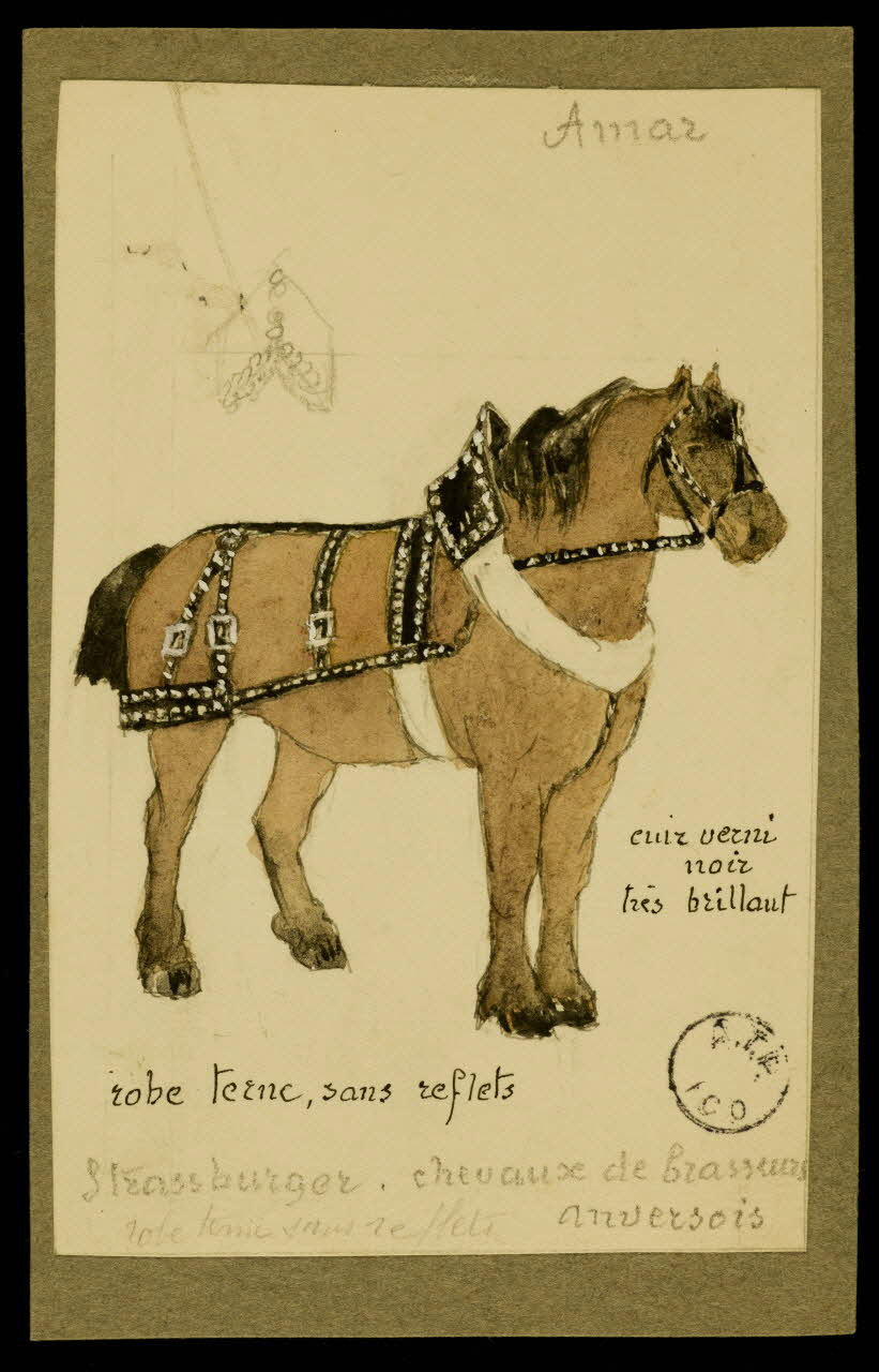 partie d'un ensemble de dessins Strassburger. Chevaux de brasseurs 1968.102.2707.3 Photo Mucem