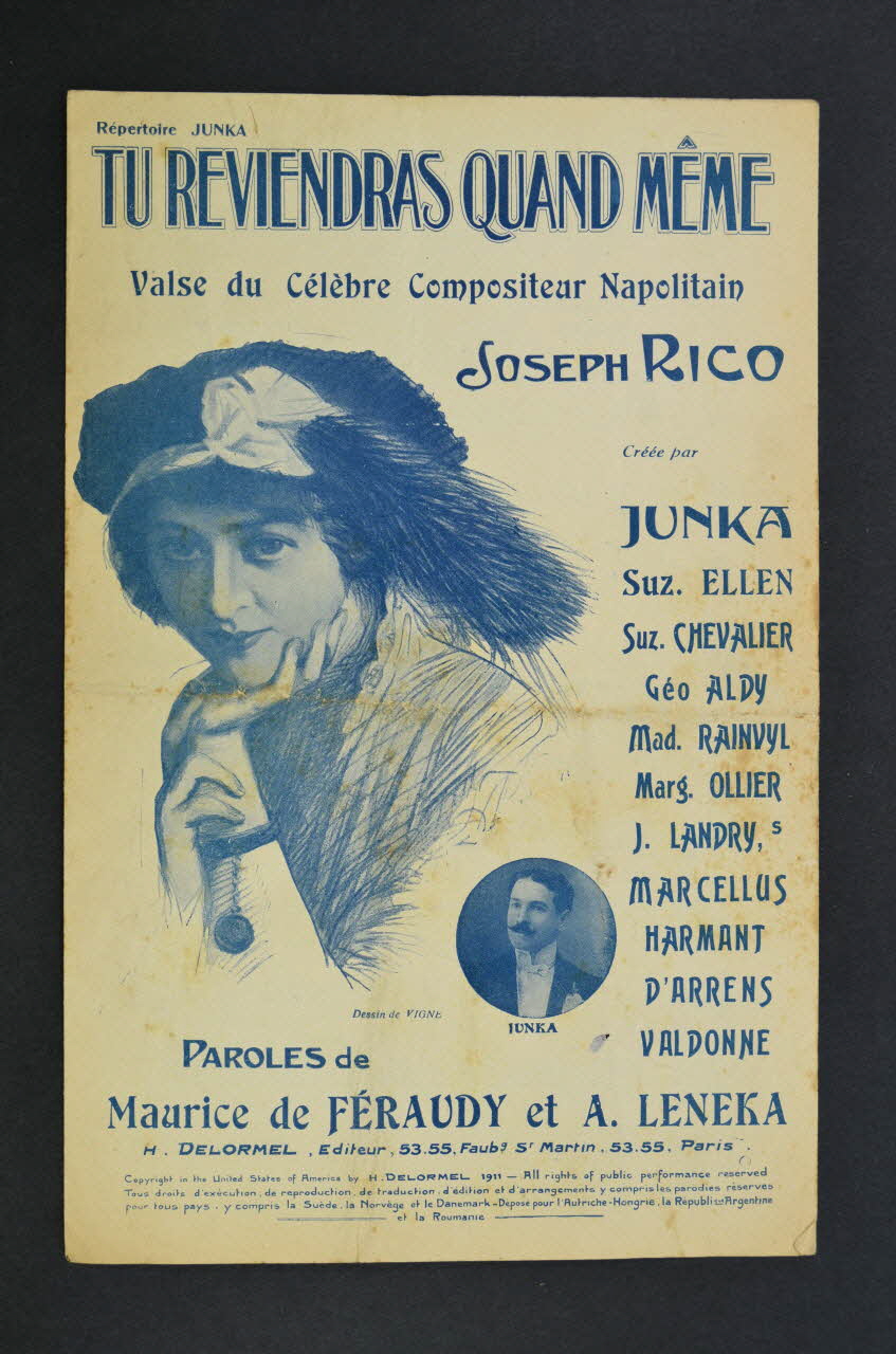 André Leneka ; Maurice De Féraudy ; Joseph Rico ; Léonce Junka ; H. Delormel chanson petit format 1912 1965.152.72 Photo Mucem