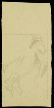partie d'un ensemble de dessins Ebauche de dessin de cheval cabré 1968.102.2710.3 Photo Mucem