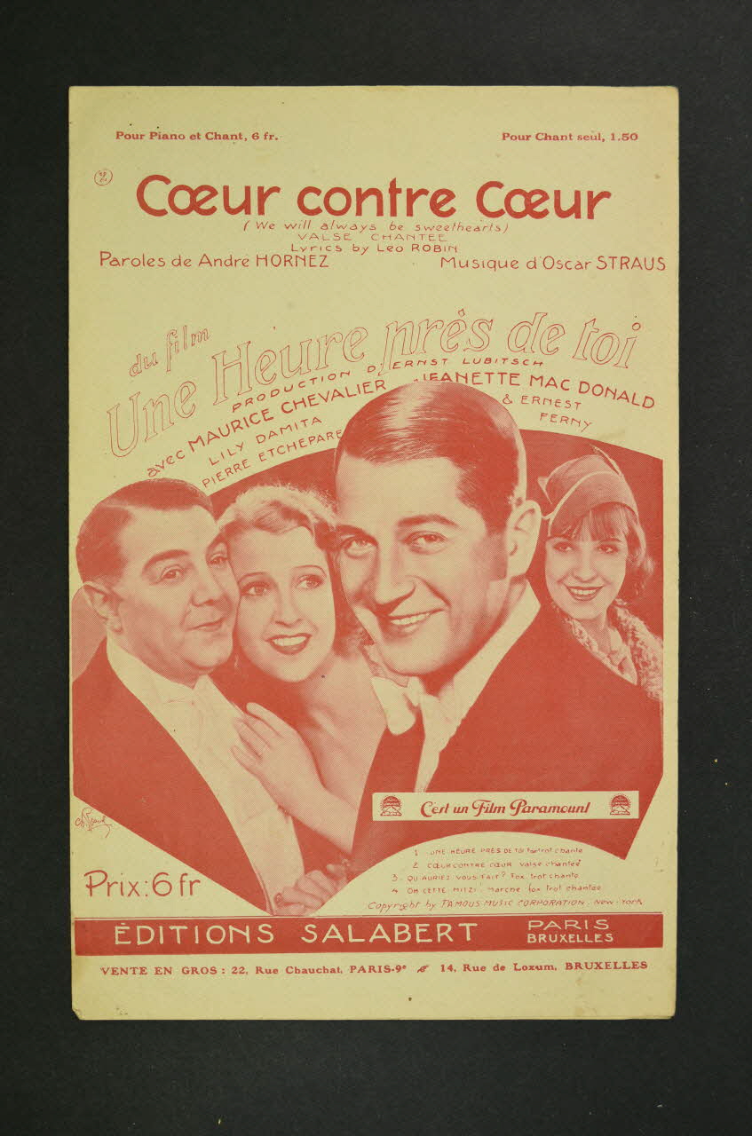 André Hornez ; Leo Robin ; Oscar Straus ; Salabert chanson petit format Île-de-France, France 1932 1966.158.1 Photo Mucem