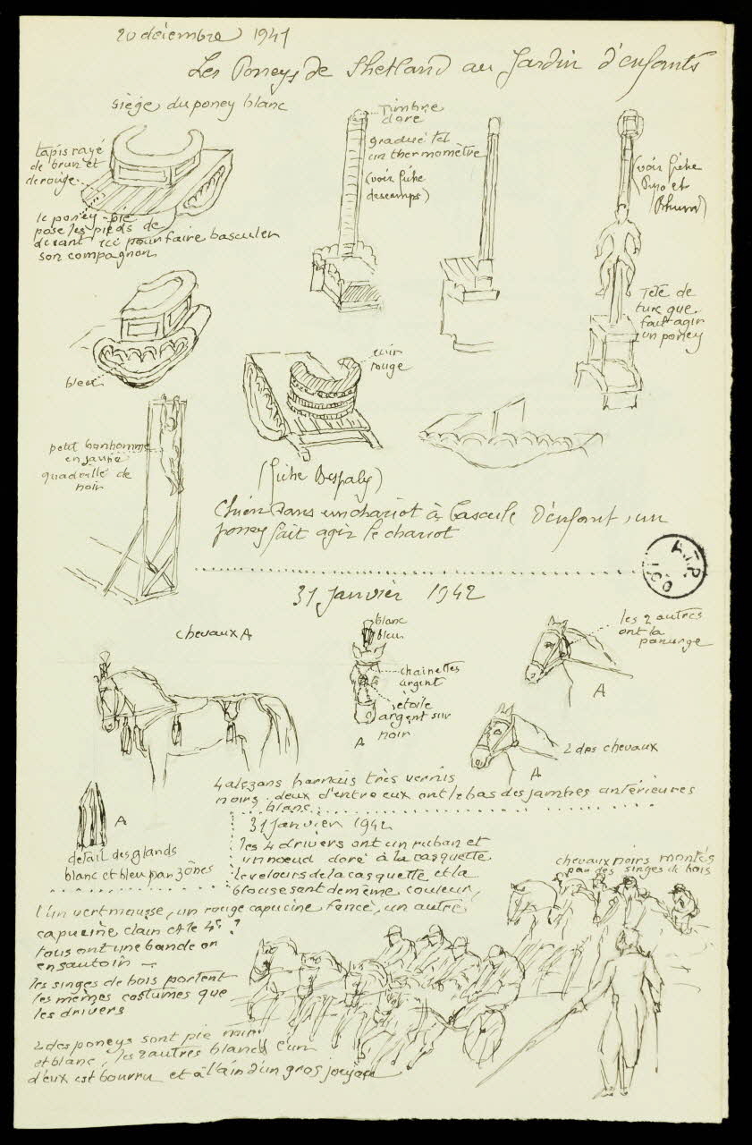 partie d'un ensemble de dessins Les Poneys de Shetland au Jardin d'enfants 1968.102.2714 Photo Mucem