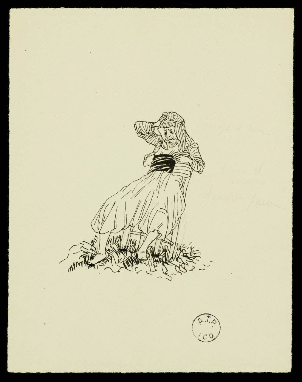 partie d'un ensemble de dessins Vieillard au turban 1968.102.2741.12 Photo Mucem