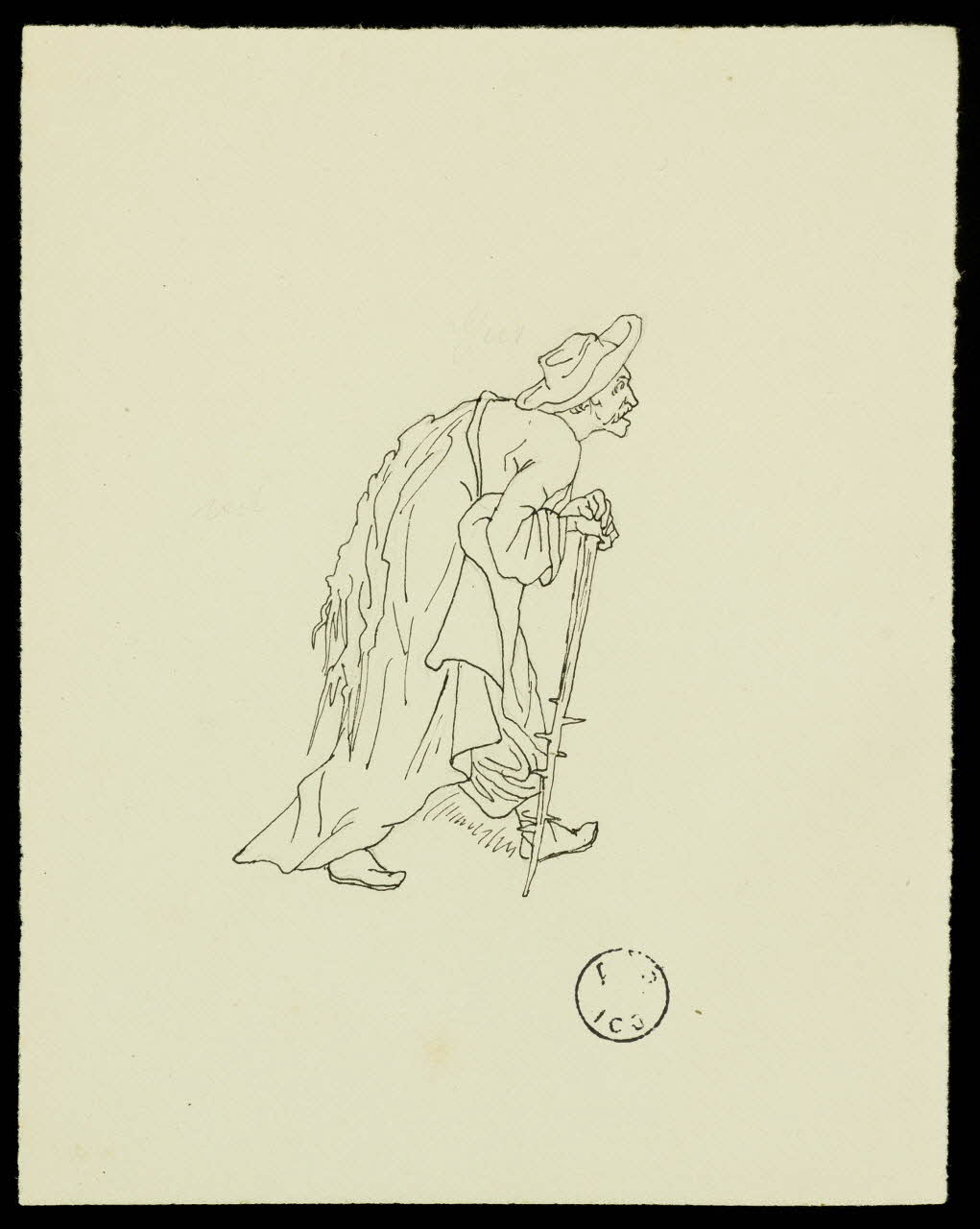 partie d'un ensemble de dessins Vieillard au bâton 1968.102.2741.13 Photo Mucem