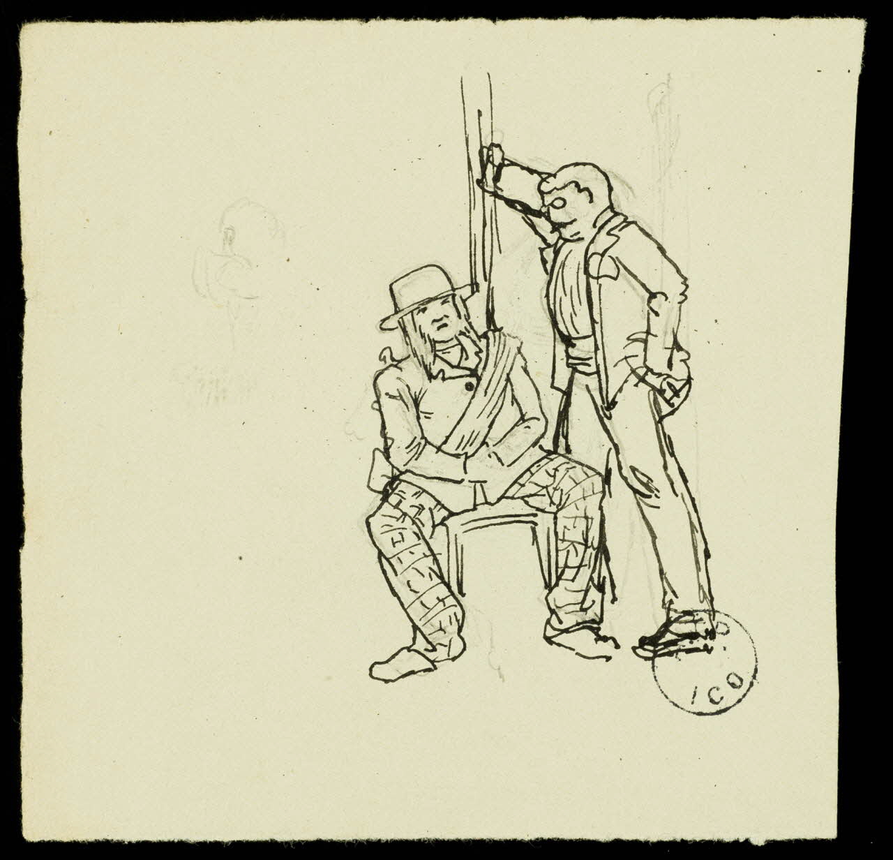 partie d'un ensemble de dessins Homme assis et homme debout 1968.102.2741.14 Photo Mucem