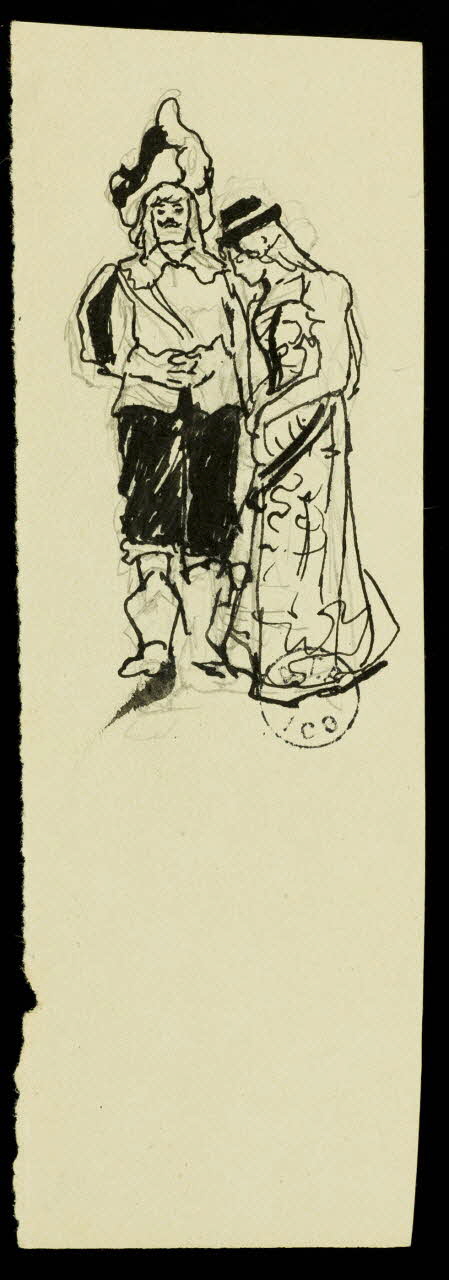 partie d'un ensemble de dessins Couple costumé 1968.102.2741.15 Photo Mucem