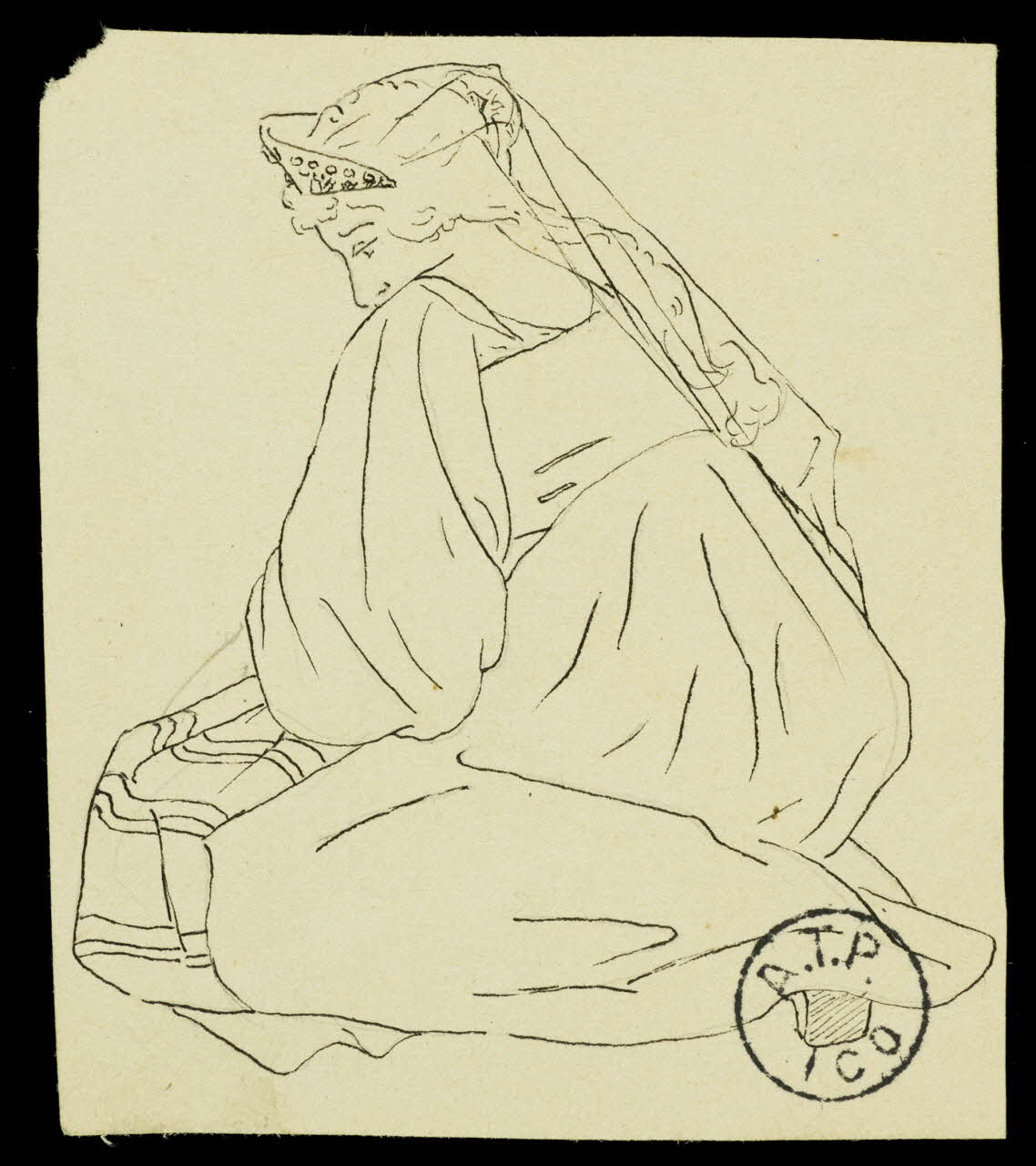 partie d'un ensemble de dessins Femme agenouillée 1968.102.2741.17 Photo Mucem