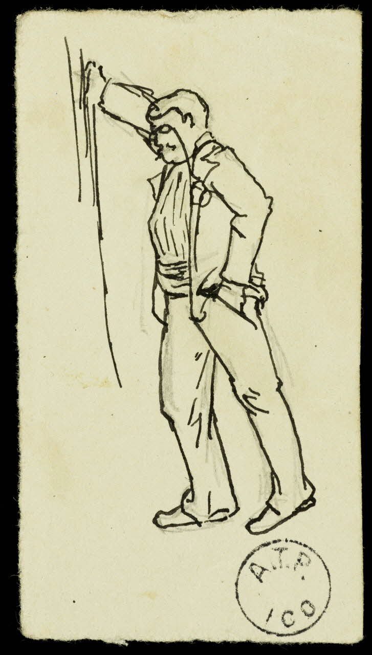partie d'un ensemble de dessins Homme accoudé au mur 1968.102.2741.18 Photo Mucem