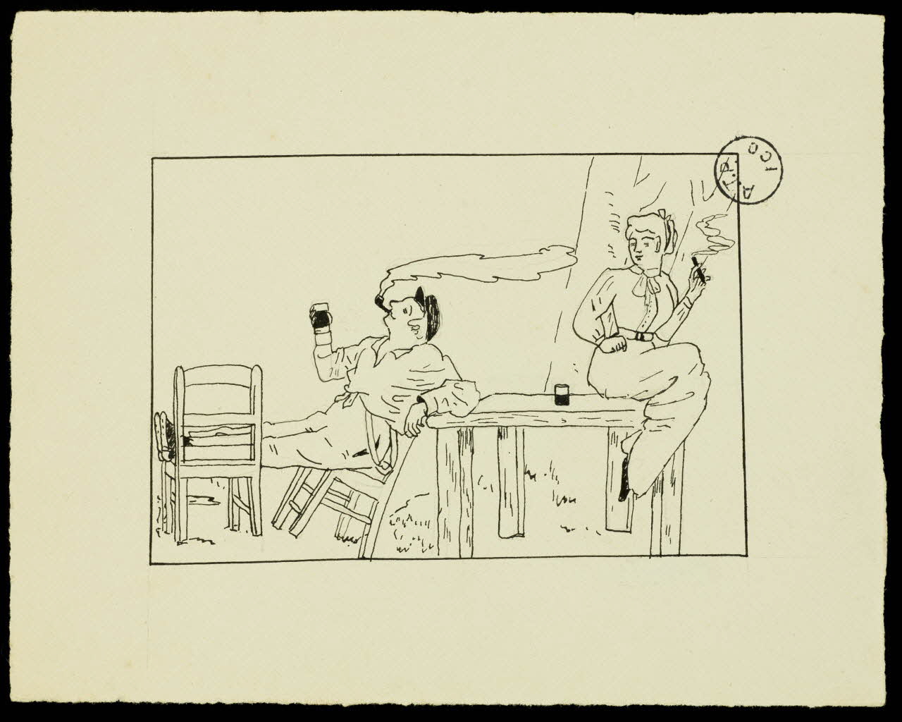 partie d'un ensemble de dessins Scène de détente 1968.102.2741.2 Photo Mucem