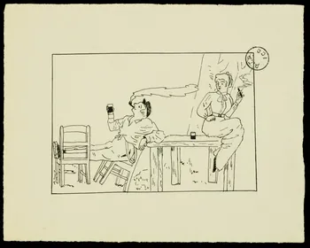 partie d'un ensemble de dessins Scène de détente 1968.102.2741.2 Photo Mucem