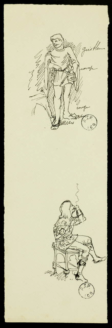 partie d'un ensemble de dessins Homme fumant 1968.102.2741.21 Photo Mucem