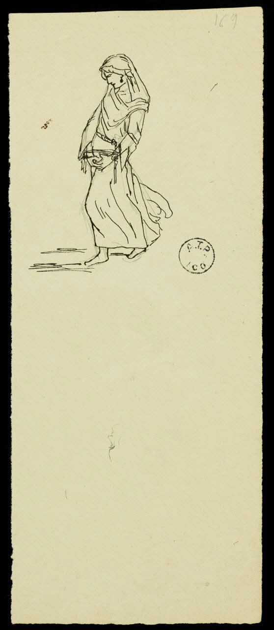 partie d'un ensemble de dessins Croquis de femme pieuse 1968.102.2741.24 Photo Mucem