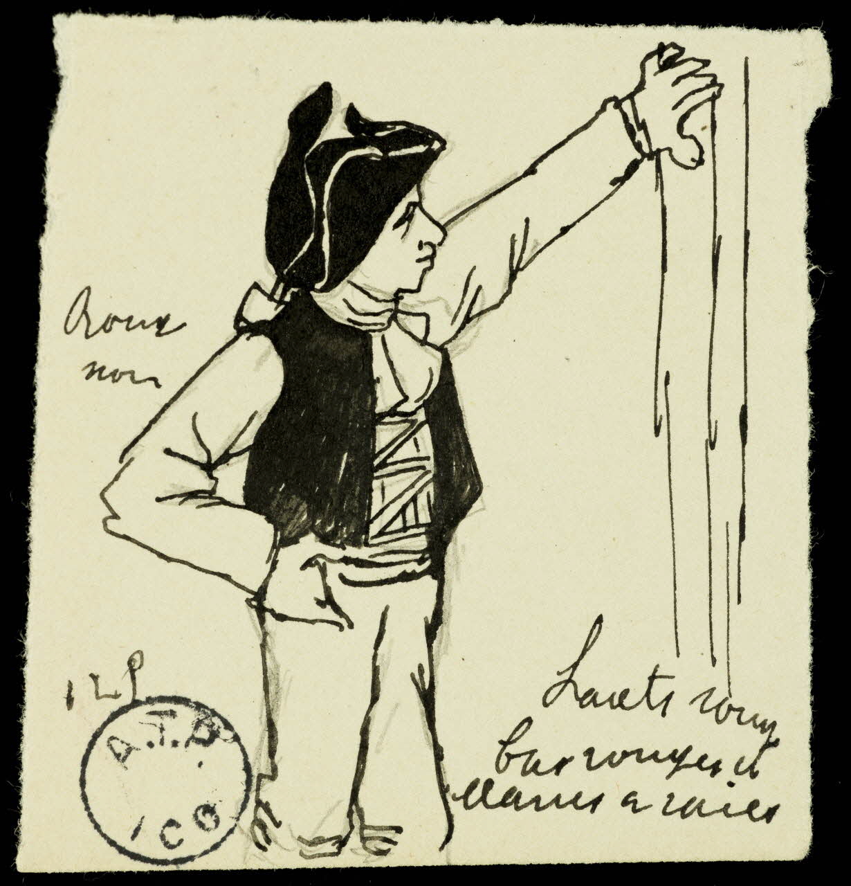 partie d'un ensemble de dessins Homme appuyé contre un mur 1968.102.2741.29 Photo Mucem