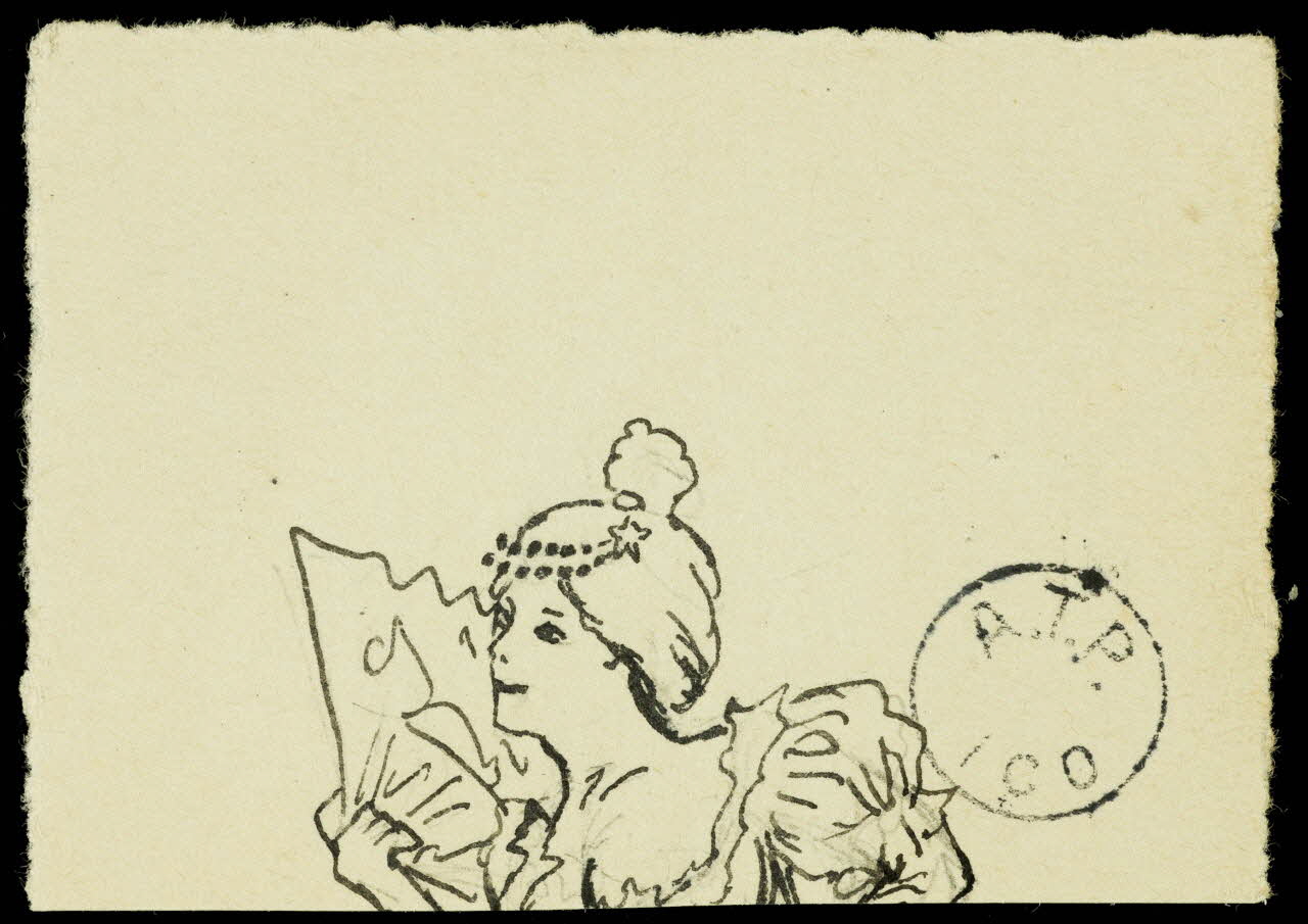 partie d'un ensemble de dessins Portrait de femme à l'éventail 1968.102.2741.35 Photo Mucem