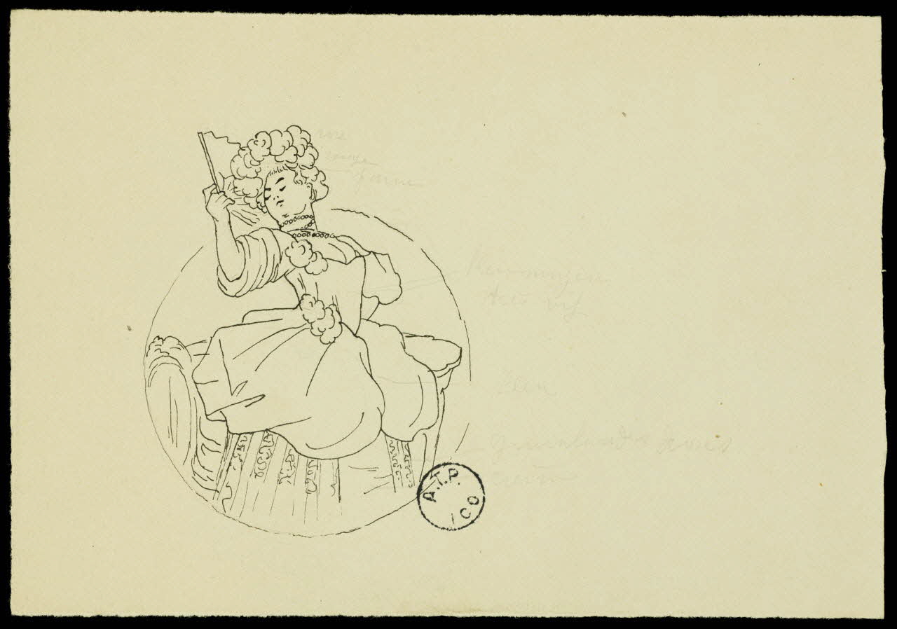 partie d'un ensemble de dessins Femme à l'éventail 1968.102.2741.37 Photo Mucem
