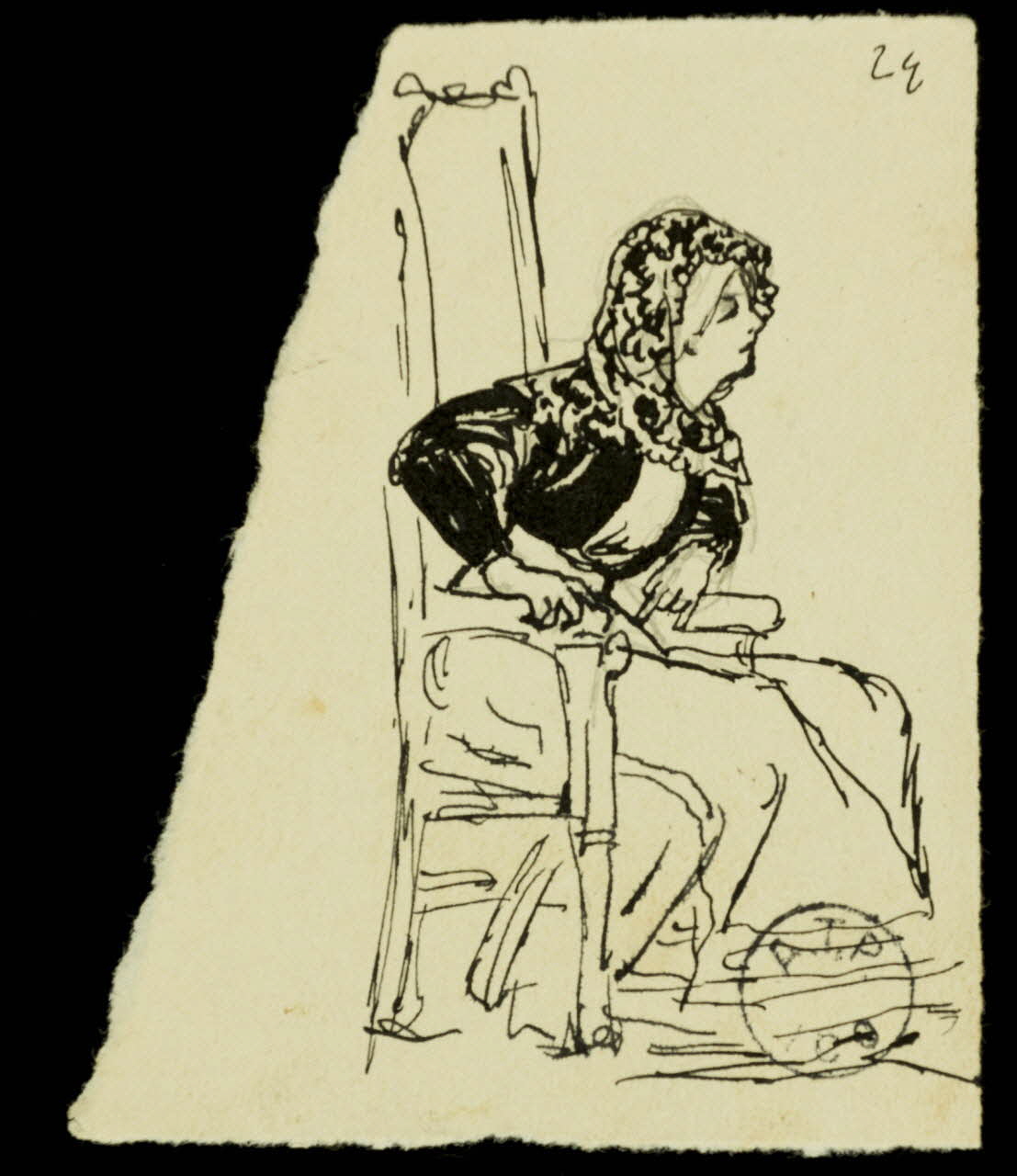 partie d'un ensemble de dessins Femme assise 1968.102.2741.39 Photo Mucem