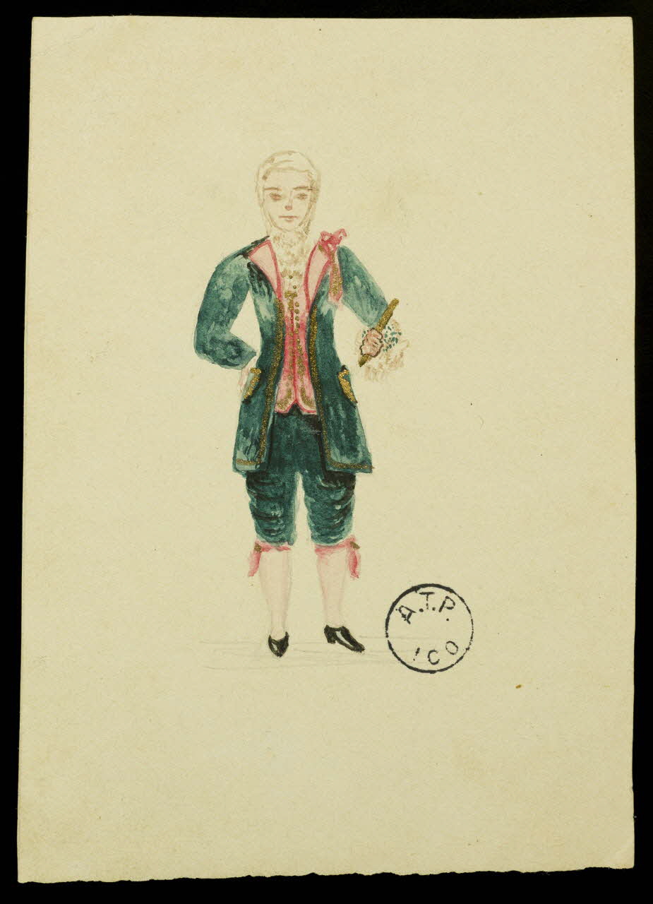 partie d'un ensemble de dessins Le marquis du théatre des  fantoches  Levergeois Fres  Vincennes Août 95 1968.102.2741.51 Photo Mucem