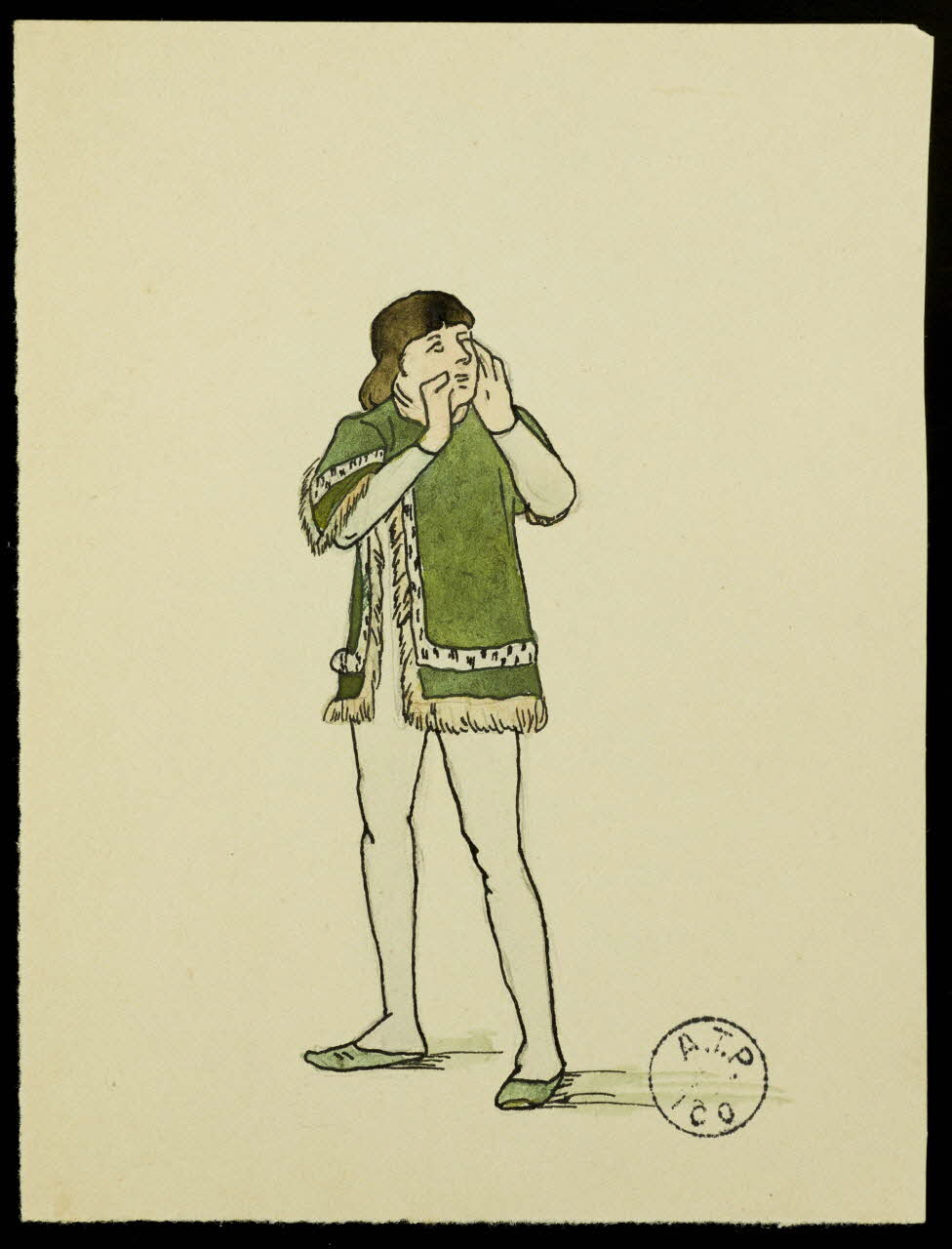 partie d'un ensemble de dessins Jeune homme en costume de scène 1968.102.2741.53 Photo Mucem