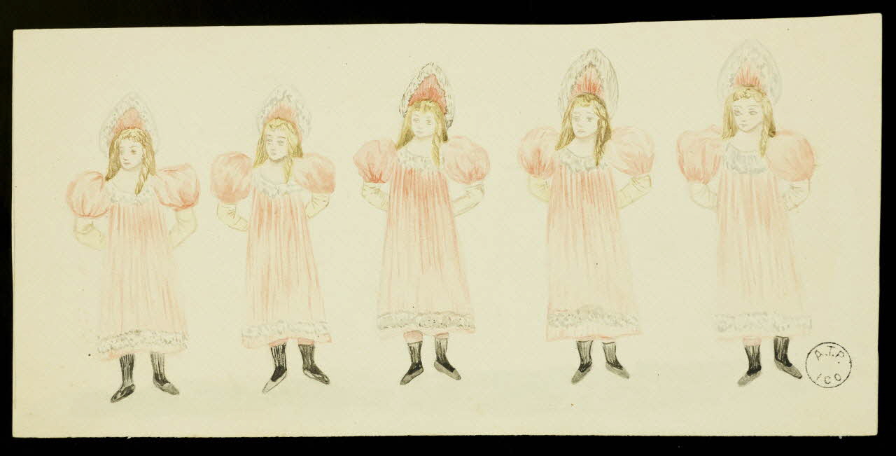 partie d'un ensemble de dessins Fillettes alignées 1968.102.2741.58 Photo Mucem