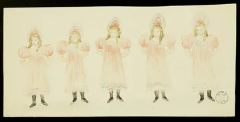 partie d'un ensemble de dessins Fillettes alignées 1968.102.2741.58 Photo Mucem