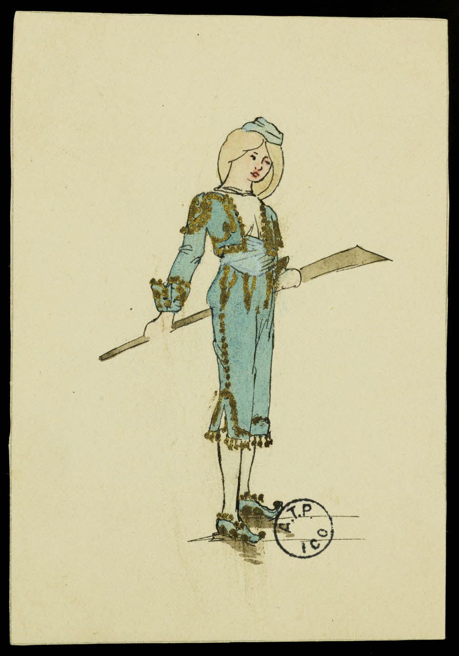 partie d'un ensemble de dessins Jeune femme en costume de scène 1968.102.2741.63 Photo Mucem