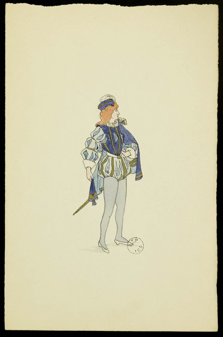 partie d'un ensemble de dessins Femme en costume médiéval 1968.102.2742.18 Photo Mucem