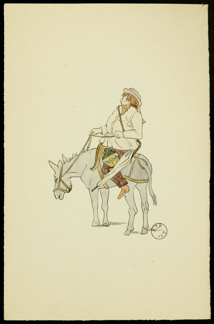 partie d'un ensemble de dessins Homme de cirque sur un mulet 1968.102.2742.19 Photo Mucem