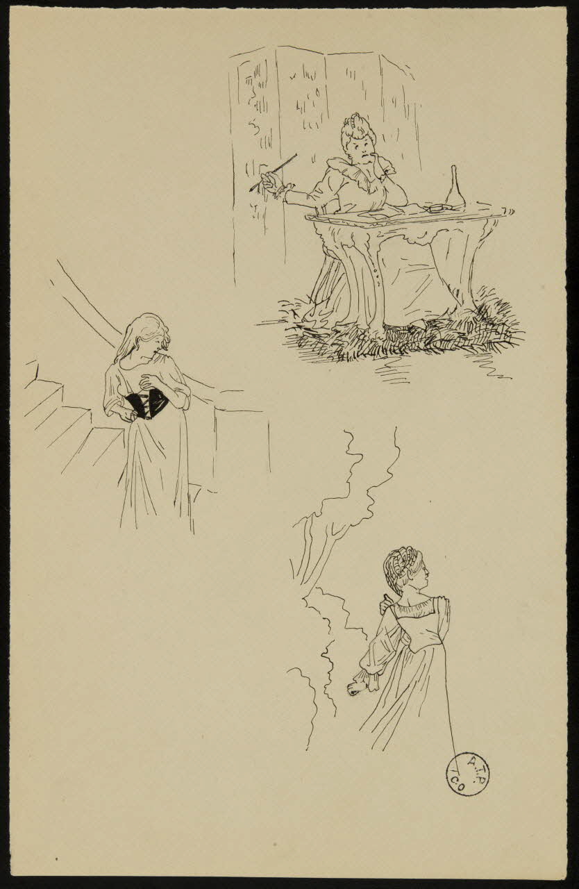 partie d'un ensemble de dessins Esquisse de personnages 1968.102.2742.29 Photo Mucem