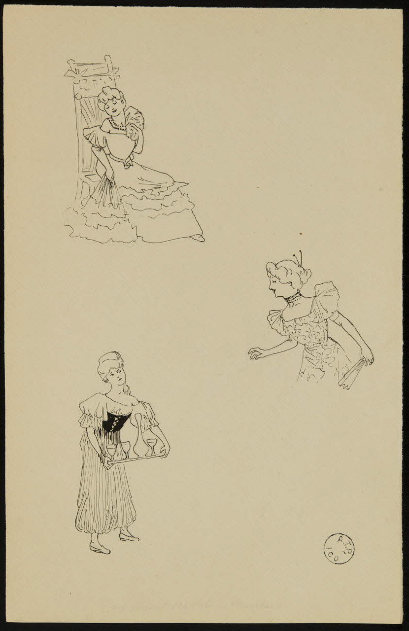 partie d'un ensemble de dessins Esquisse de femmes 1968.102.2742.33 Photo Mucem