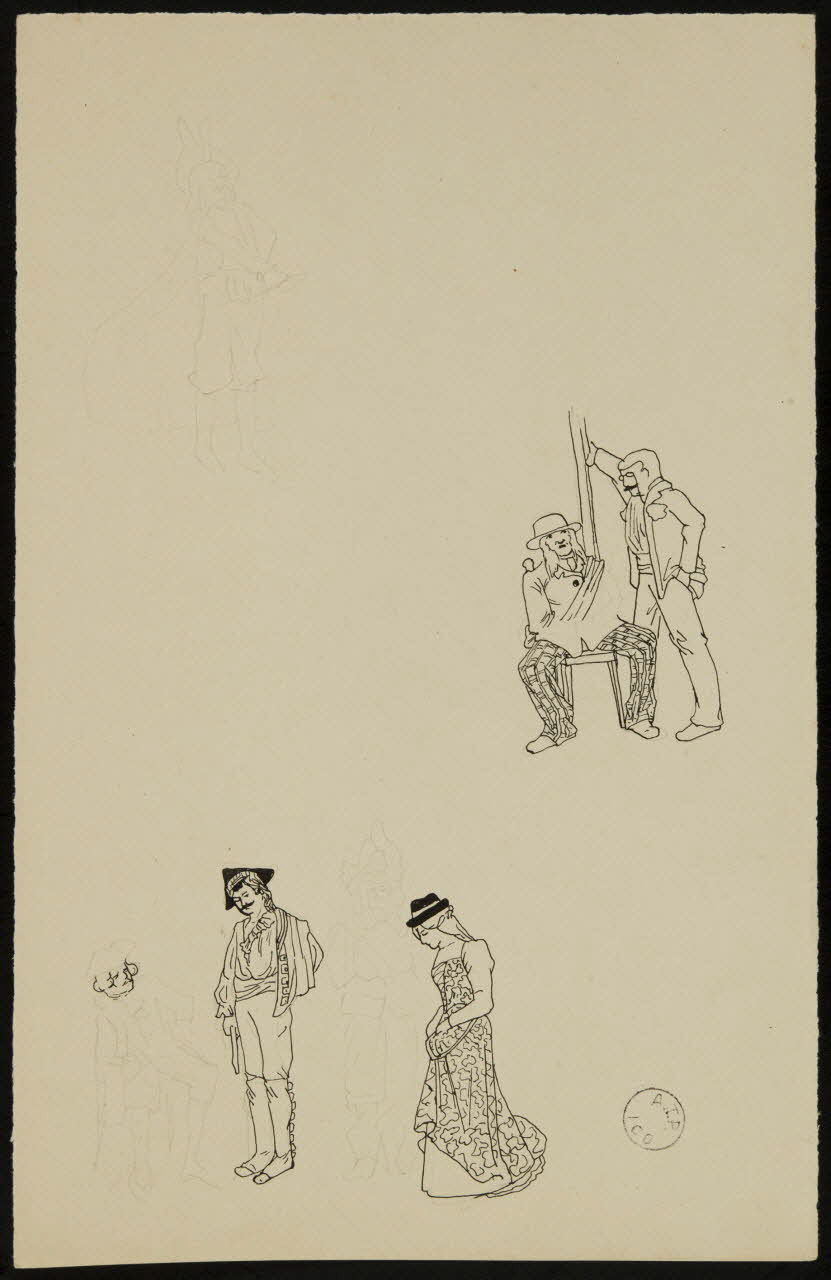 partie d'un ensemble de dessins Personnages 1968.102.2742.36 Photo Mucem