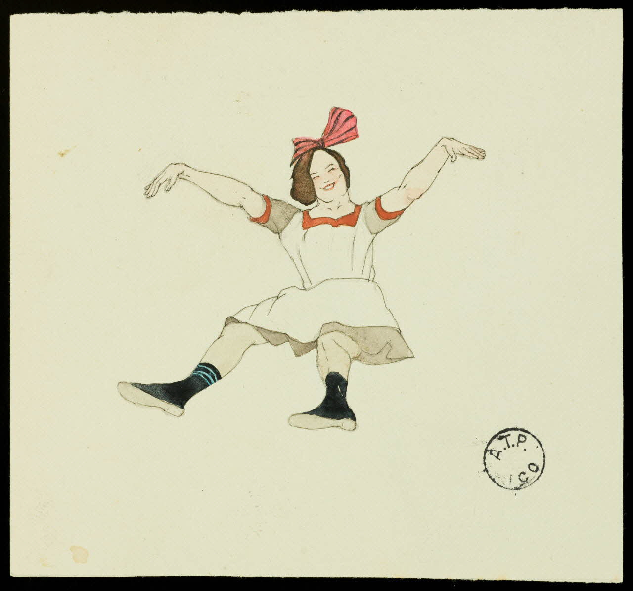 partie d'un ensemble de dessins Fillette avec noeud rose 1968.102.2761.1 Photo Mucem