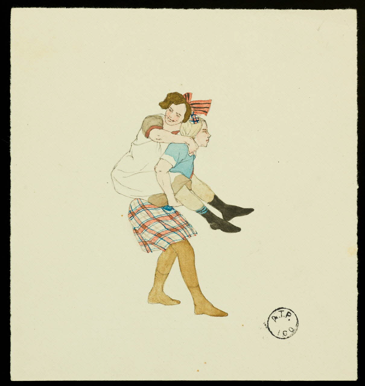 partie d'un ensemble de dessins Deux fillettes jouant 1968.102.2761.3 Photo Mucem