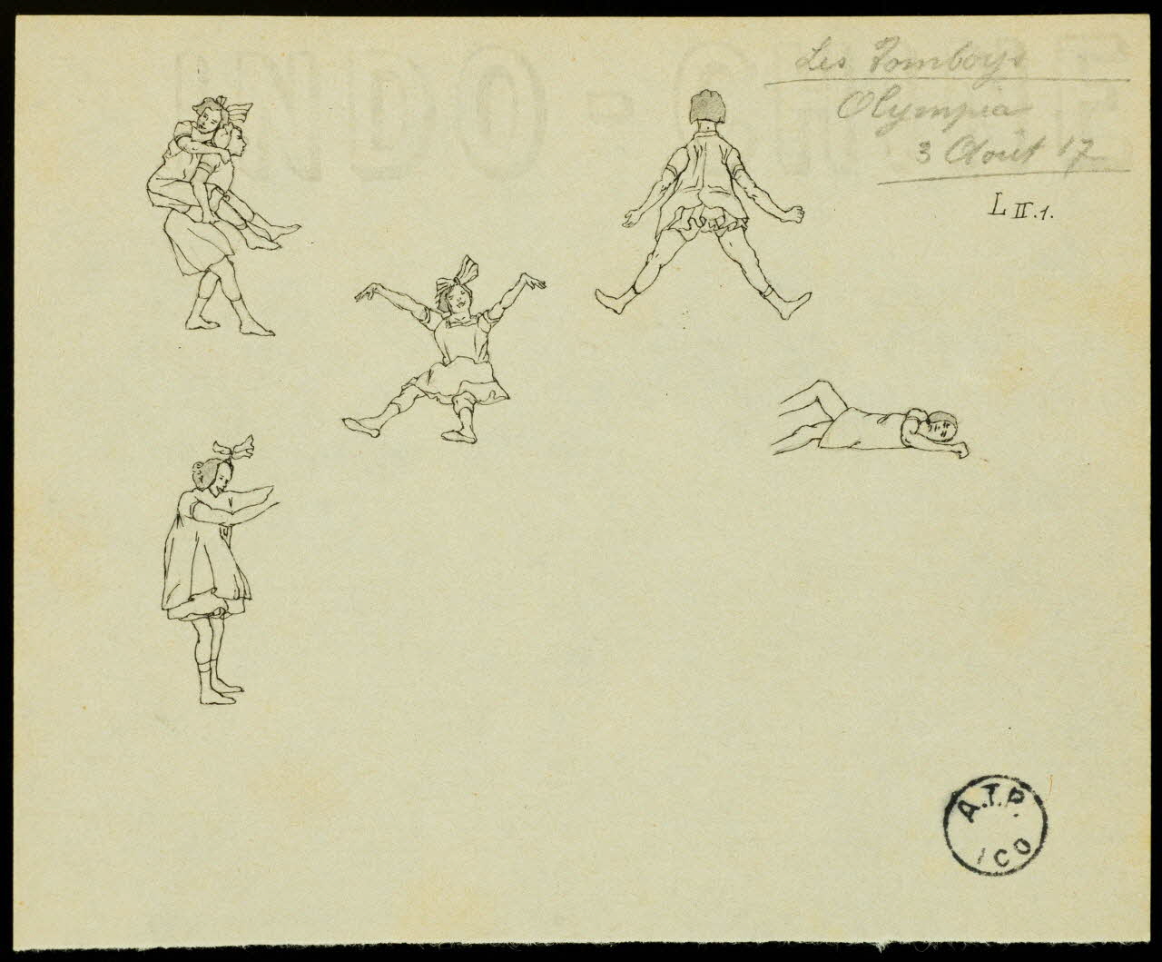 partie d'un ensemble de dessins Les Tomboys  Olympia  3 Août 17 1968.102.2761.7 Photo Mucem