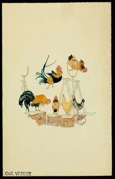 partie d'un ensemble de dessins Dressage de coqs 1968.102.2768 Photo Mucem