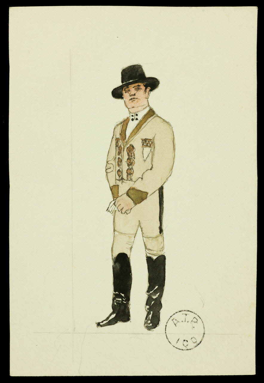 partie d'un ensemble de dessins Homme en costume 1968.102.2796.1 Photo Mucem