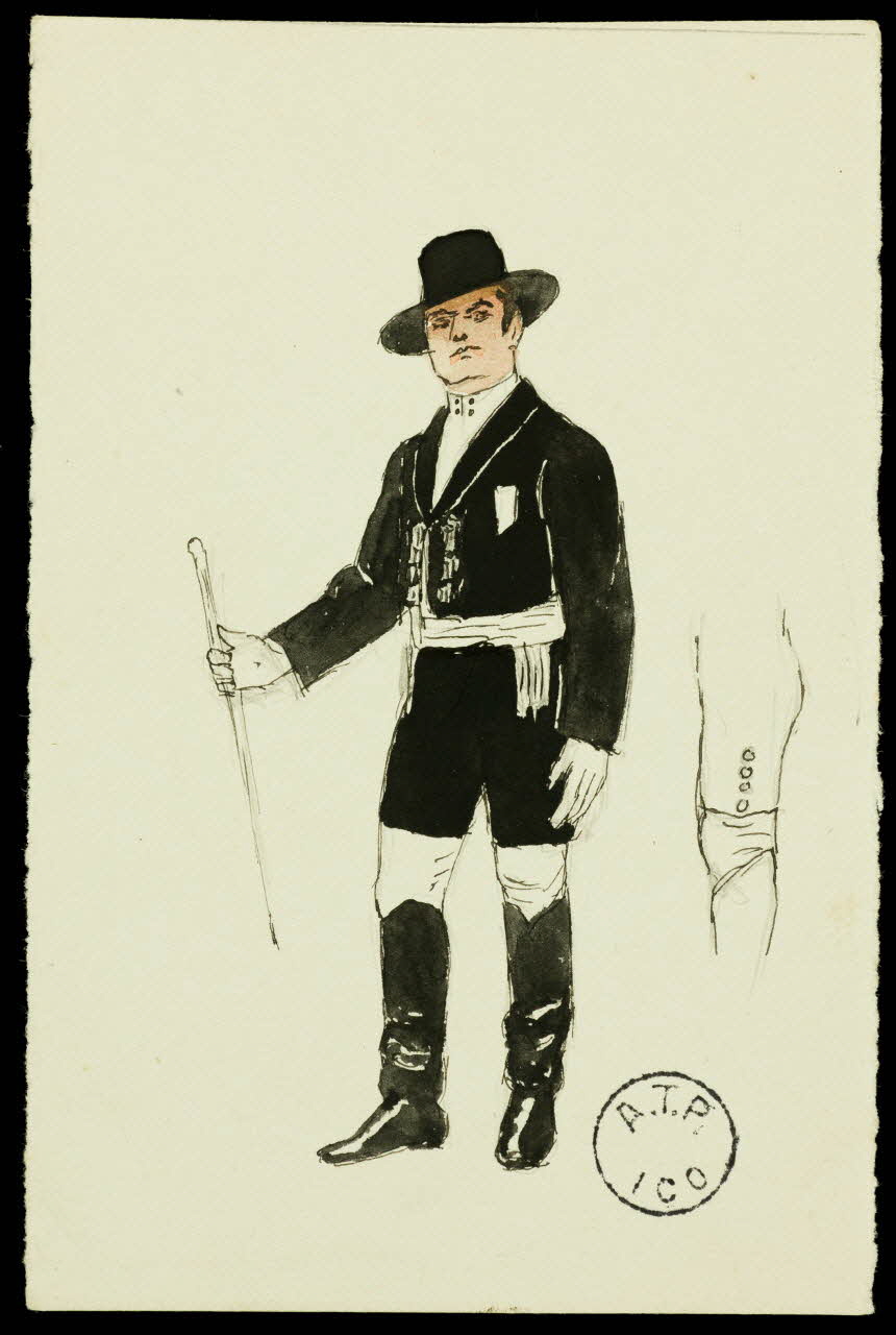 partie d'un ensemble de dessins Homme en uniforme 1968.102.2796.2 Photo Mucem