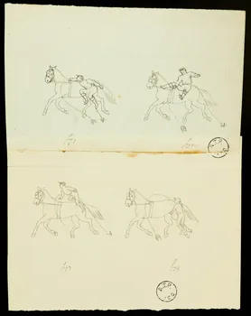 partie d'un ensemble de dessins André Vasserot jockey 1968.102.2800.19 Photo Mucem