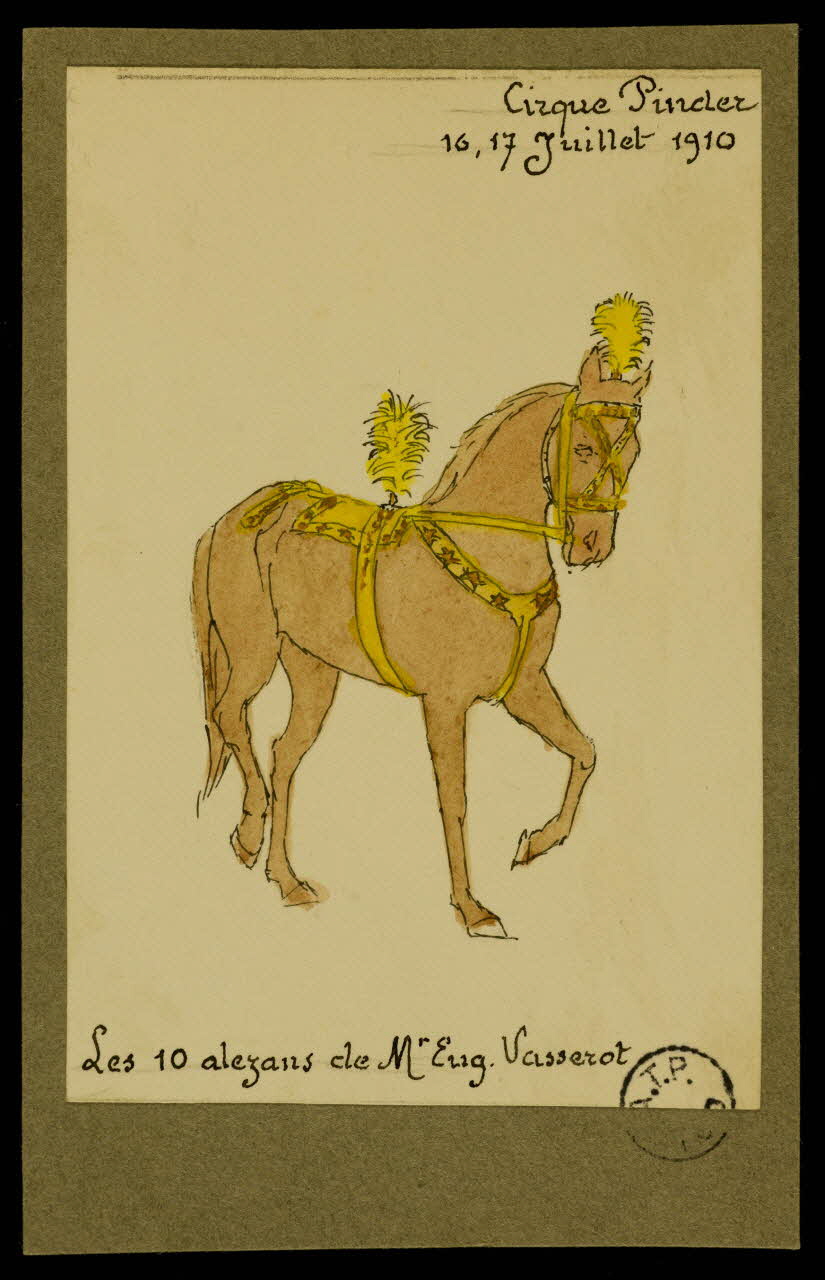 partie d'un ensemble de dessins Les 10 alezans de Mr Eug. Vasserot 1968.102.2800.5 Photo Mucem